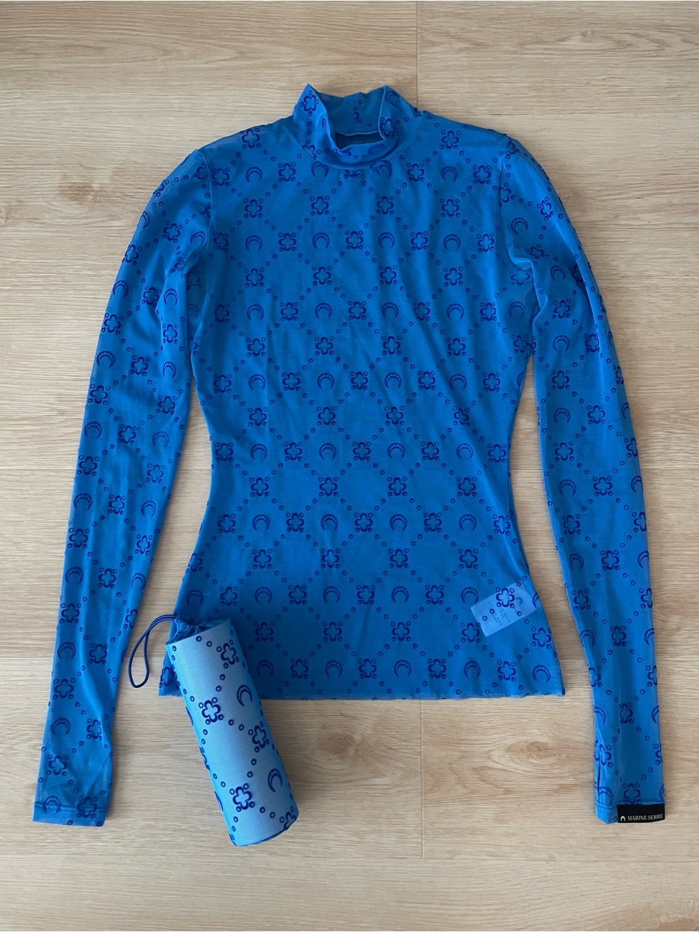 Marine Serre Moonogram Mesh Flock Second Skin Highneck Top